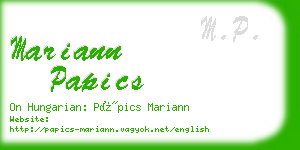 mariann papics business card